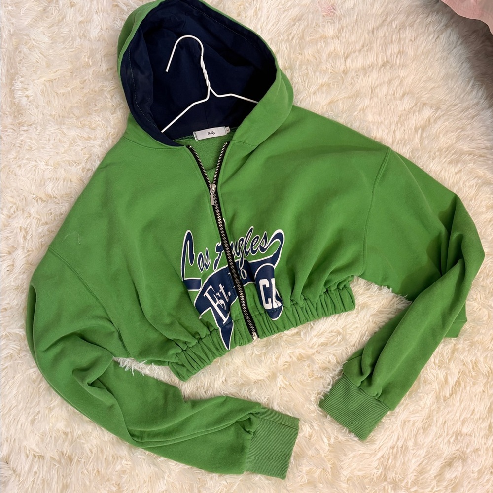 Green Cropped Hoodie